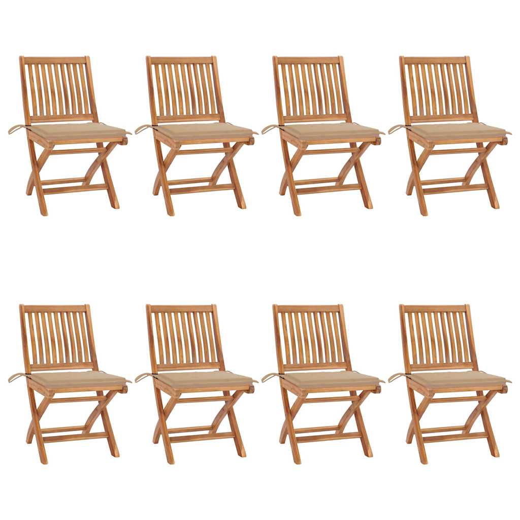 Skládací Zahradní Židle S Poduškami 8 Ks Masivní Teak