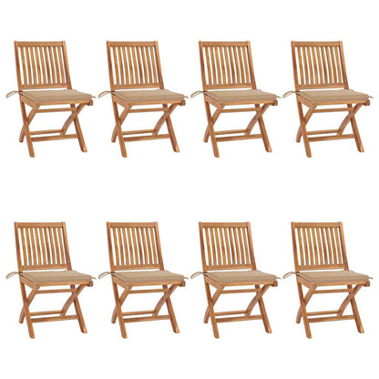 Skládací Zahradní Židle S Poduškami 8 Ks Masivní Teak