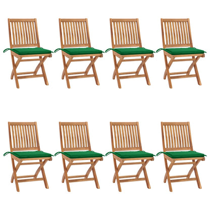 Skládací Zahradní Židle S Poduškami 4 Ks Masivní Teak Zelená