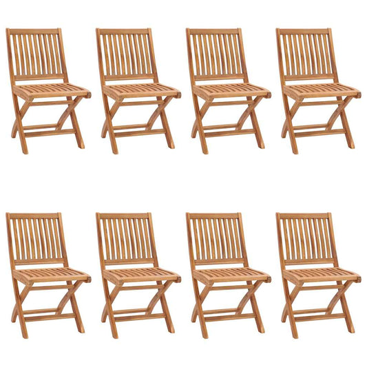 Skládací Zahradní Židle S Poduškami 8 Ks Masivní Teak Černá