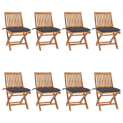 Skládací Zahradní Židle S Poduškami 4 Ks Masivní Teak Antracitová