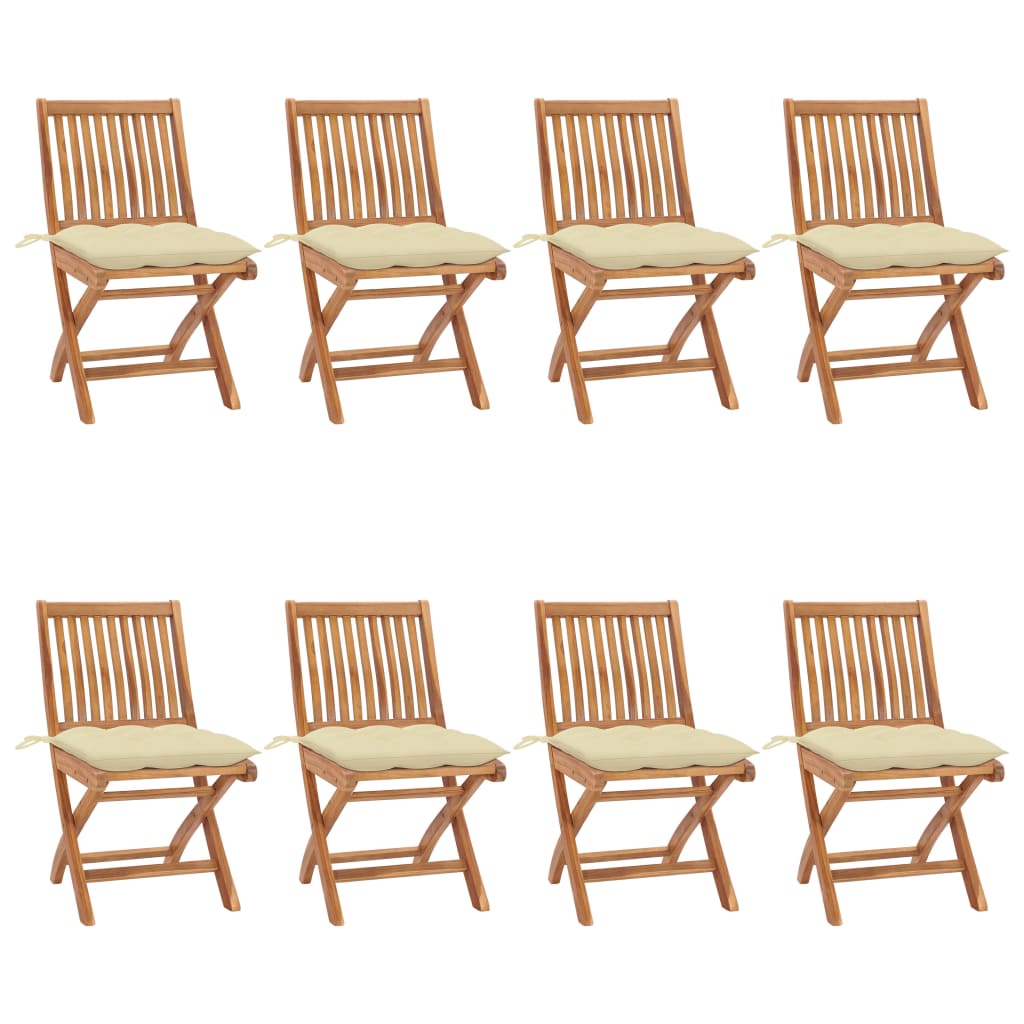 Skládací Zahradní Židle S Poduškami 4 Ks Masivní Teak Krémová