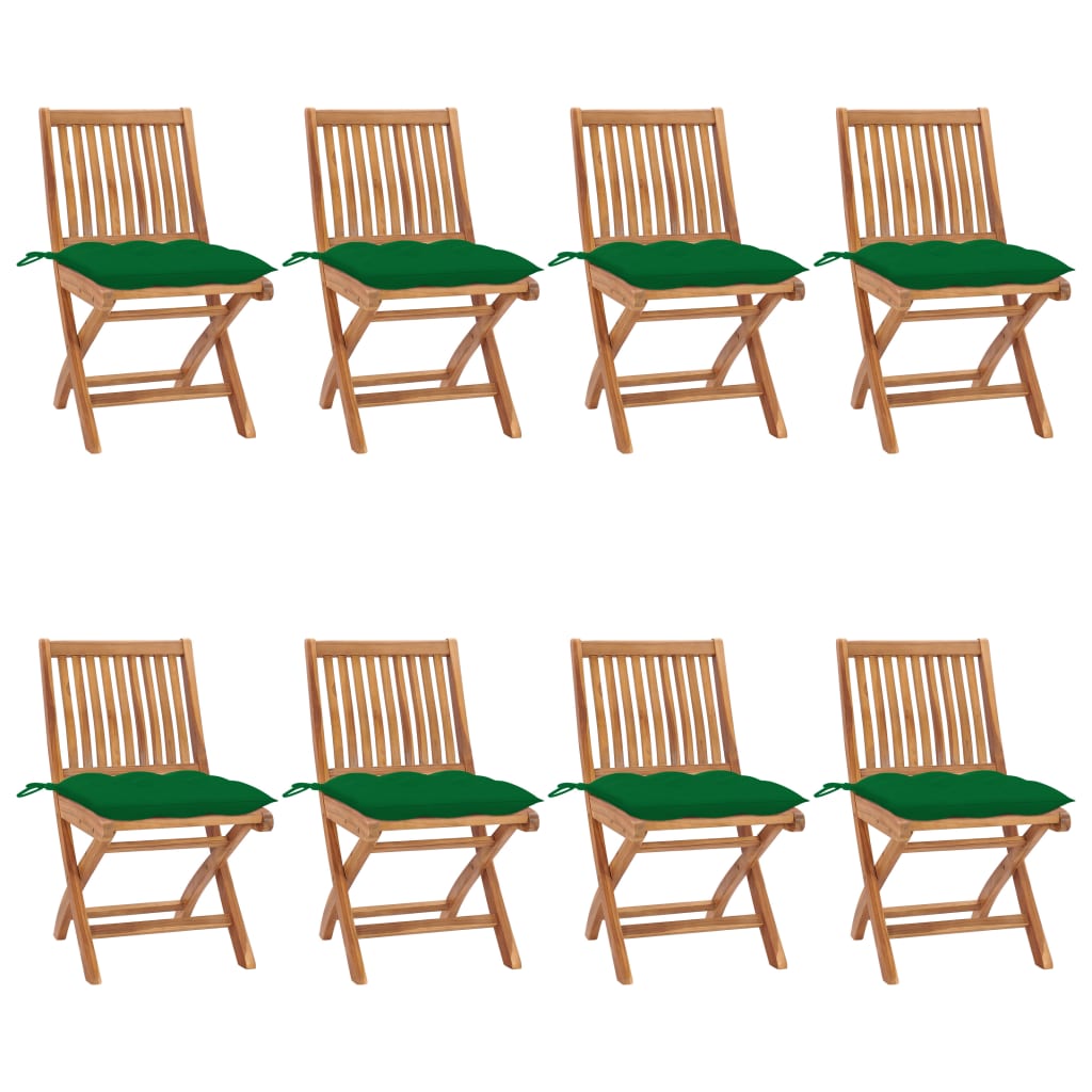 Skládací Zahradní Židle S Poduškami 4 Ks Masivní Teak Zelená