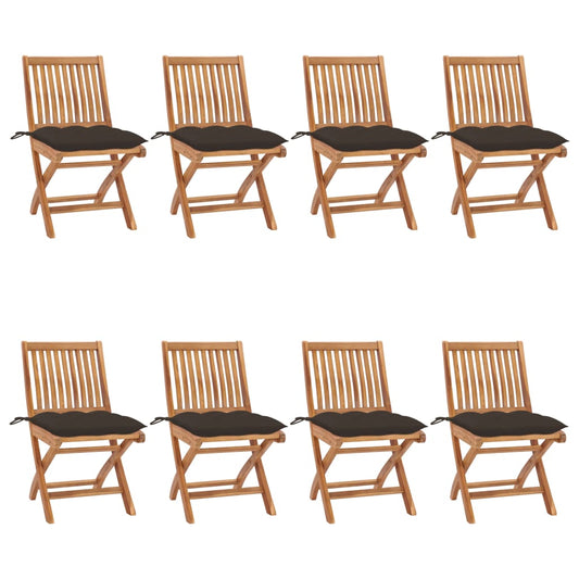 Skládací Zahradní Židle S Poduškami 8 Ks Masivní Teak Taupe