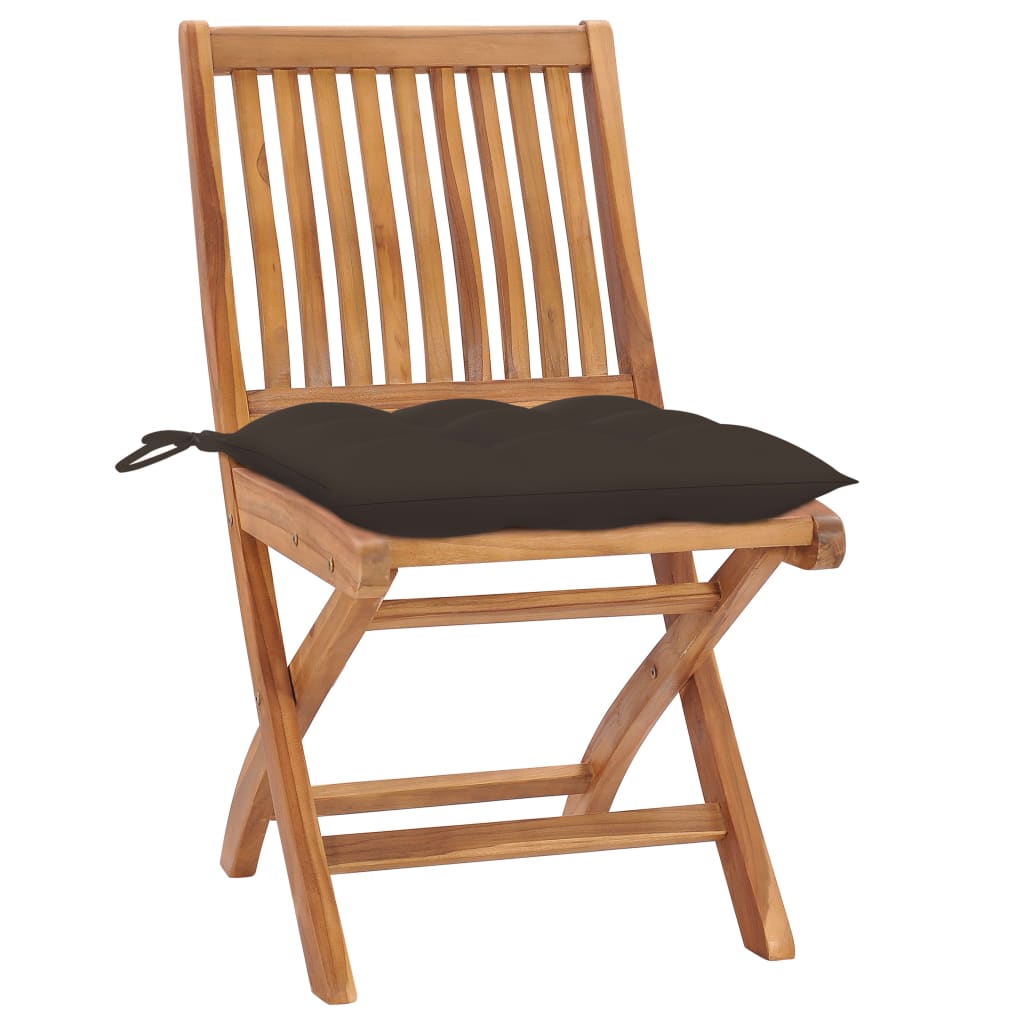 Skládací Zahradní Židle S Poduškami 8 Ks Masivní Teak Taupe