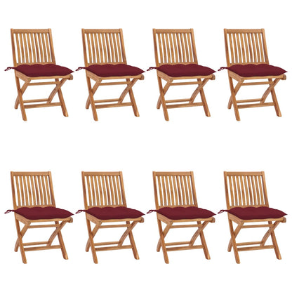 Skládací Zahradní Židle S Poduškami 8 Ks Masivní Teak