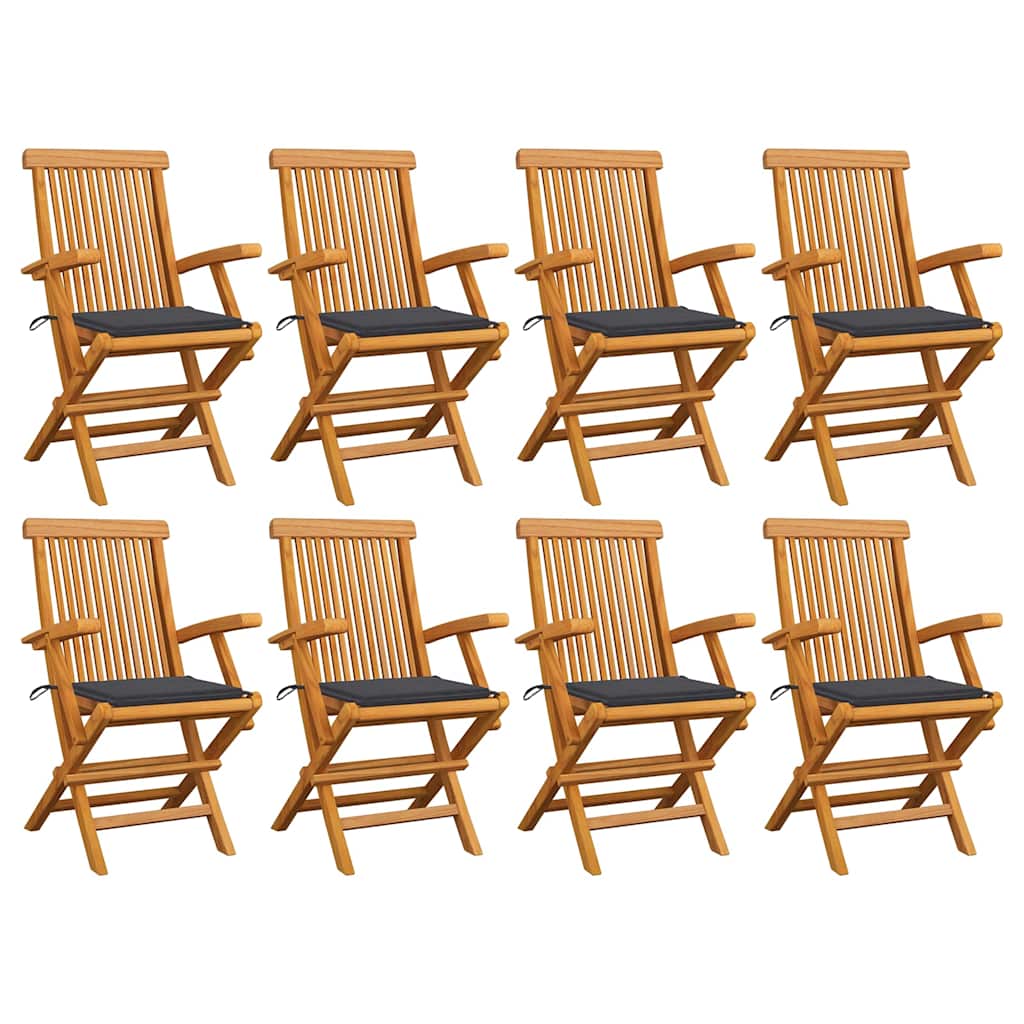 Zahradní Židle S Červeně Károvanými Poduškami 6 Ks Masivní Teak