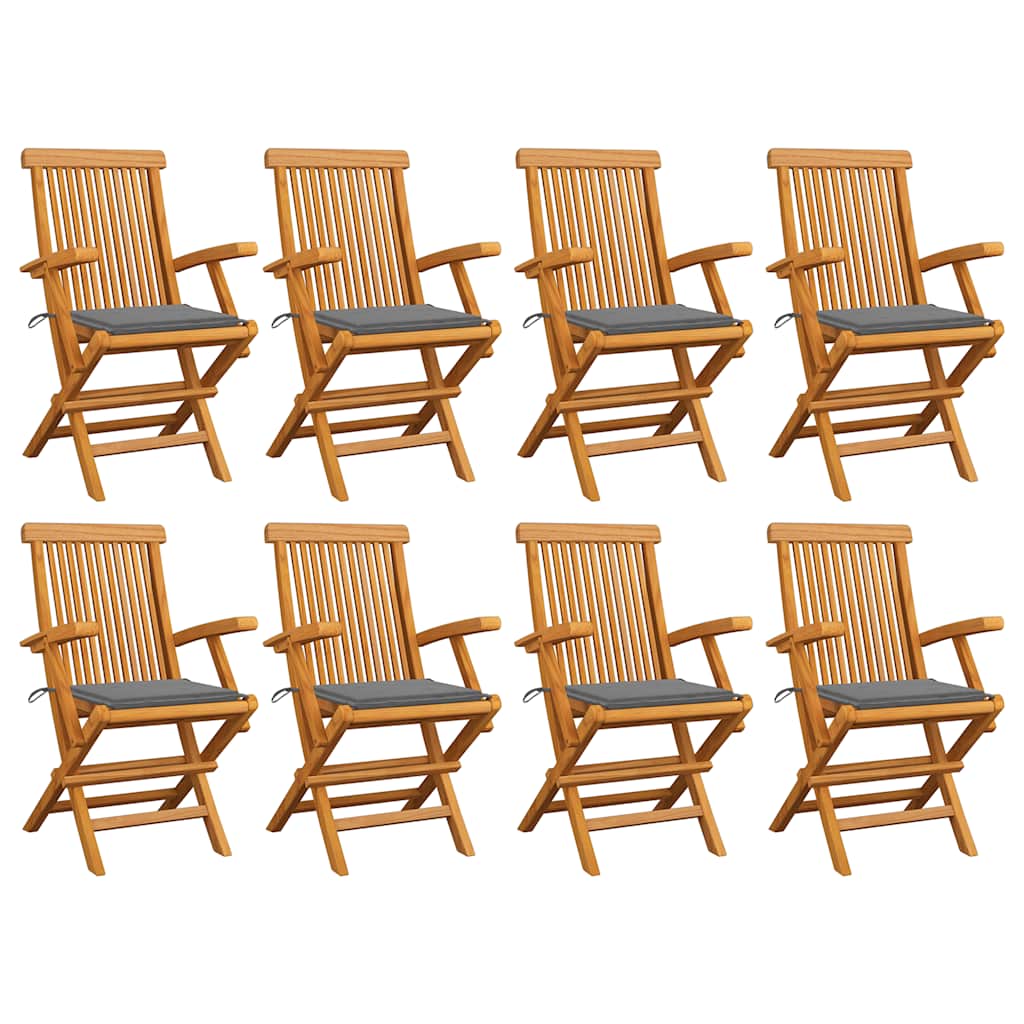 Zahradní Židle S Červeně Károvanými Poduškami 6 Ks Masivní Teak