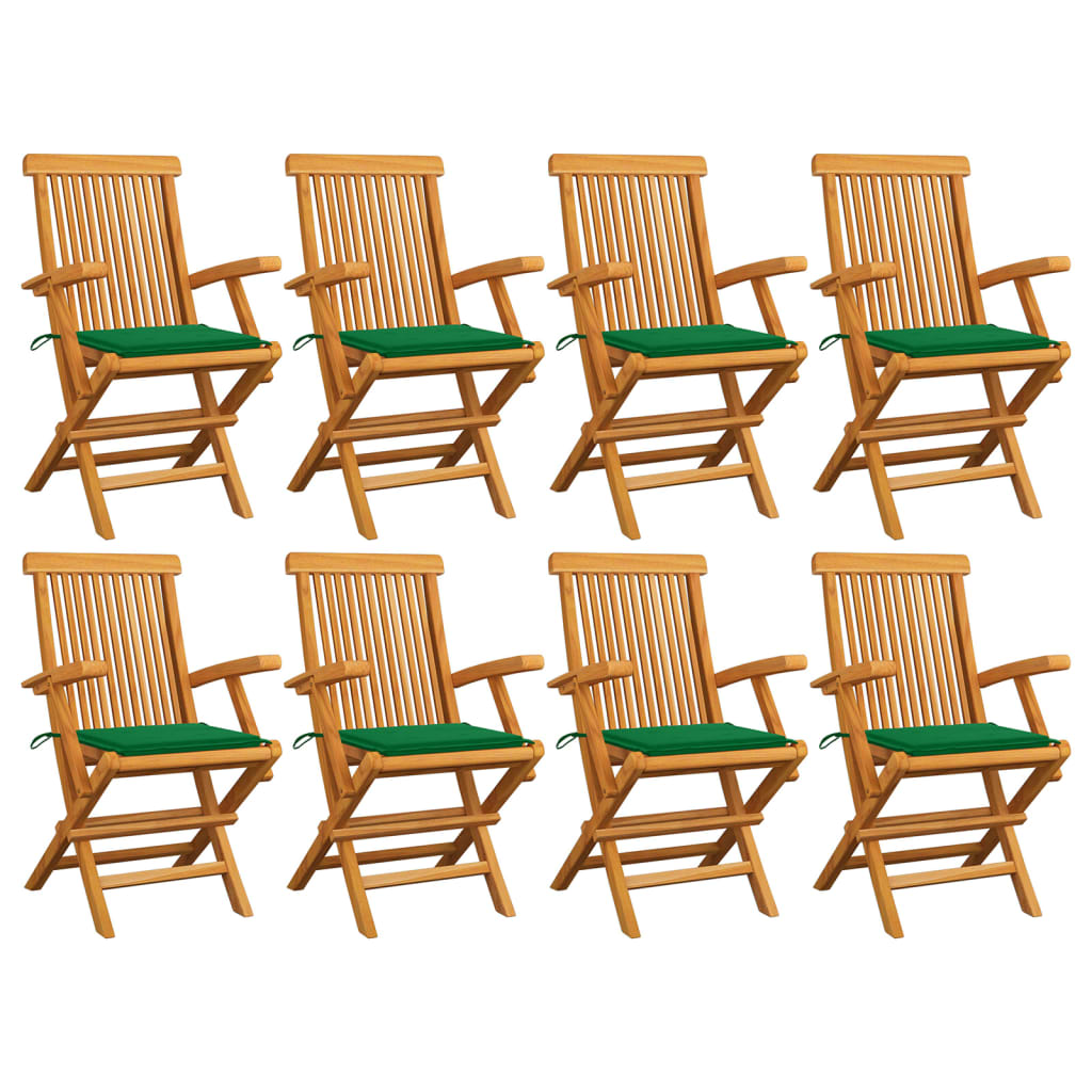 Zahradní Židle S Červeně Károvanými Poduškami 6 Ks Masivní Teak