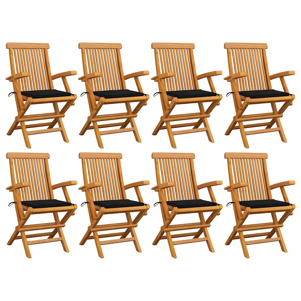 Zahradní Židle S Červeně Károvanými Poduškami 6 Ks Masivní Teak