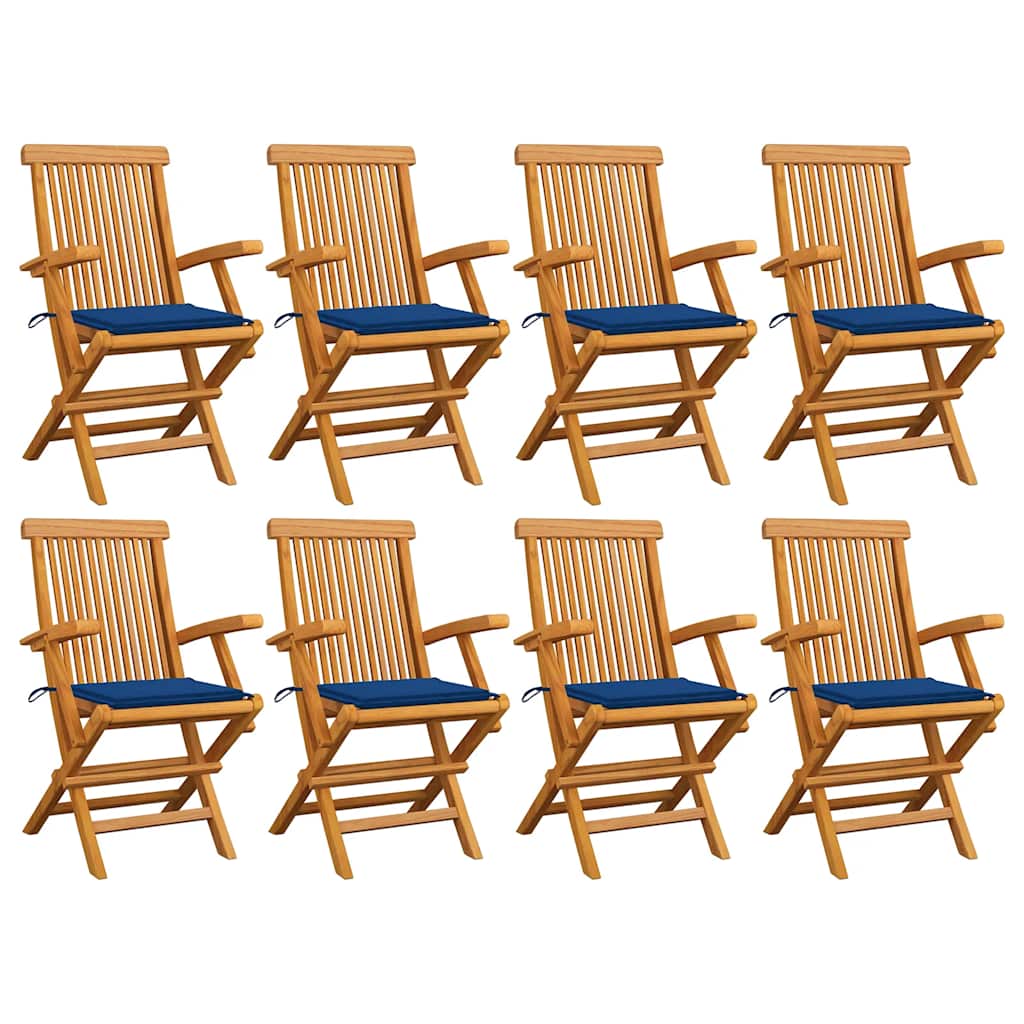Zahradní Židle S Červeně Károvanými Poduškami 6 Ks Masivní Teak