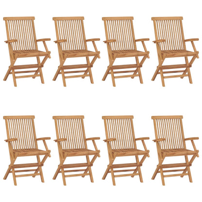 Zahradní Židle S Červenými Poduškami 8 Ks Masivní Teak