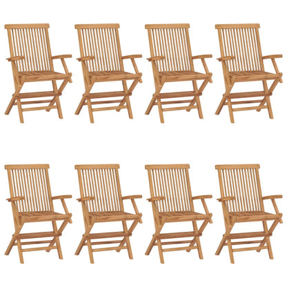 Zahradní Židle S Vínovými Poduškami 8 Ks Masivní Teak