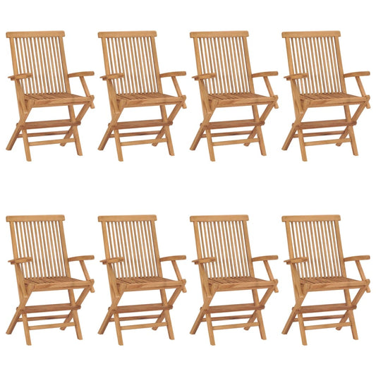 Zahradní Židle S Vínovými Poduškami 8 Ks Masivní Teak