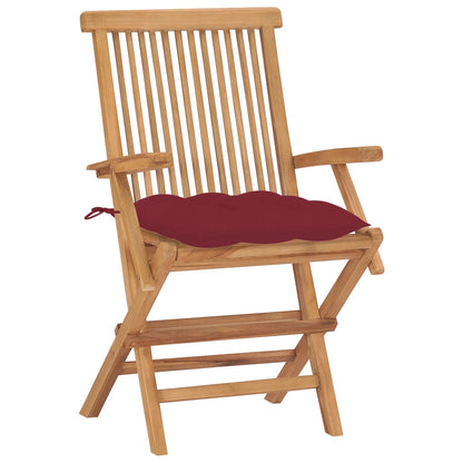 Zahradní Židle S Vínovými Poduškami 8 Ks Masivní Teak
