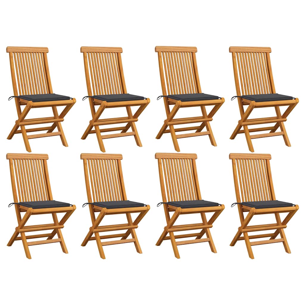 Zahradní Židle S Antracitovými Poduškami 8 Ks Masivní Teak