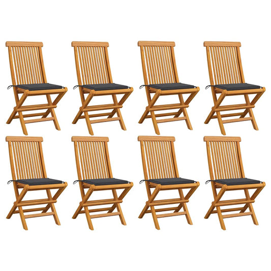 Zahradní Židle S Antracitovými Poduškami 8 Ks Masivní Teak