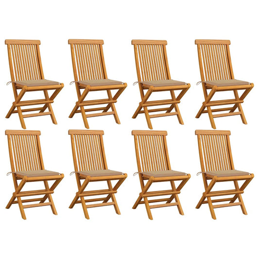 Zahradní Židle S Béžovými Poduškami 8 Ks Masivní Teak