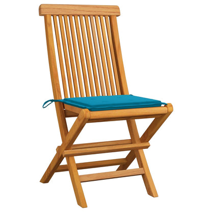 Zahradní Židle S Modrými Poduškami 8 Ks Masivní Teak