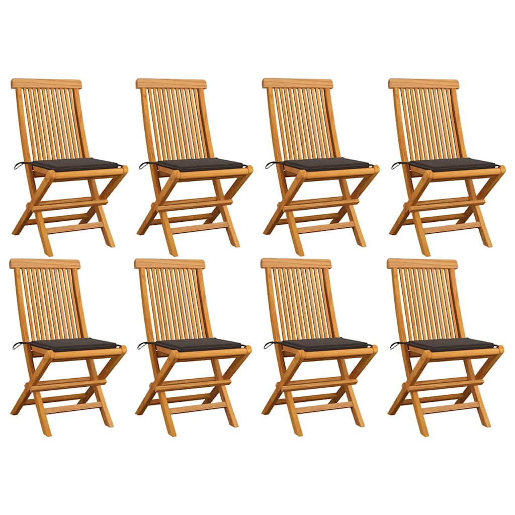 Zahradní Židle S Poduškami 8 Ks Masivní Teak