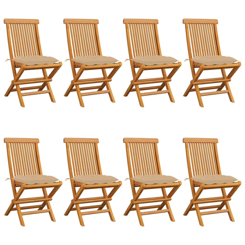 Zahradní Židle S Šedými Poduškami 6 Ks Masivní Teak