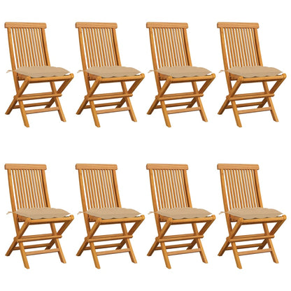 Zahradní Židle S Šedými Poduškami 6 Ks Masivní Teak