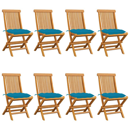 Zahradní Židle S Šedými Poduškami 6 Ks Masivní Teak