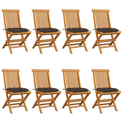 Zahradní Židle S Šedými Poduškami 6 Ks Masivní Teak