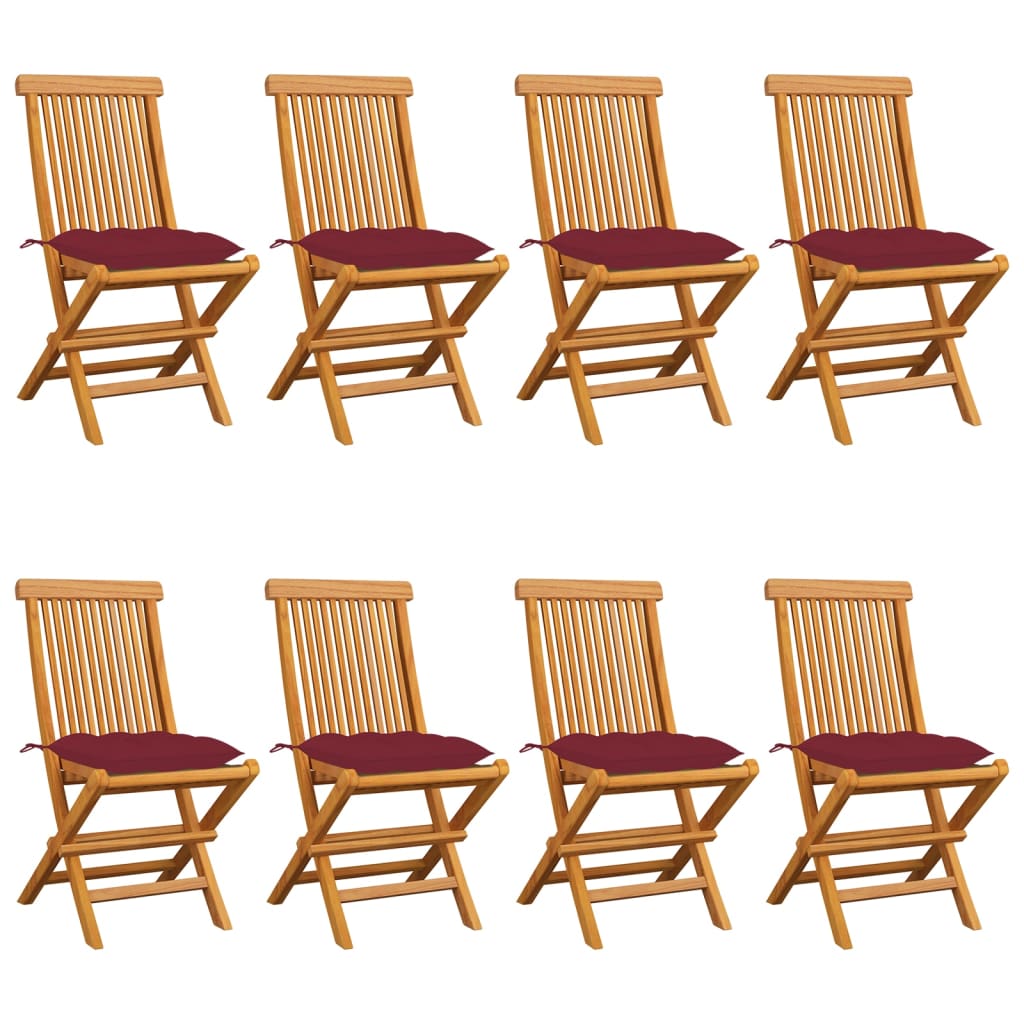 Zahradní Židle S Šedými Poduškami 6 Ks Masivní Teak