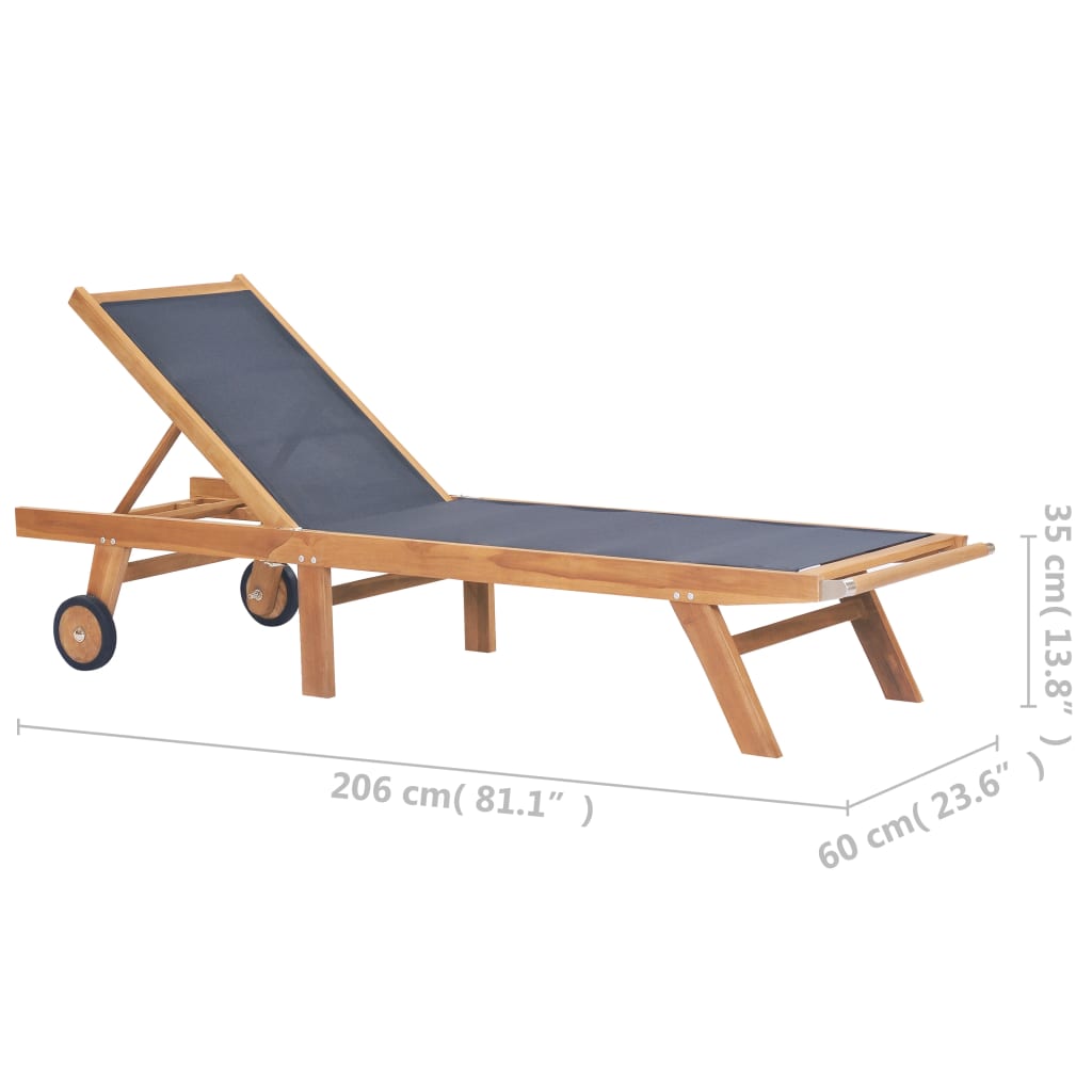 Skládací Zahradní Lehátka S Kolečky 2Ks Masivní Teak A Textilen