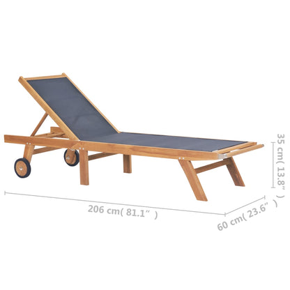 Skládací Zahradní Lehátka S Kolečky 2Ks Masivní Teak A Textilen
