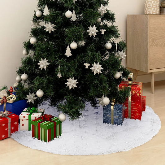 Luxusní podložka pod vánoční stromek bílá 122 cm umělá kůže
