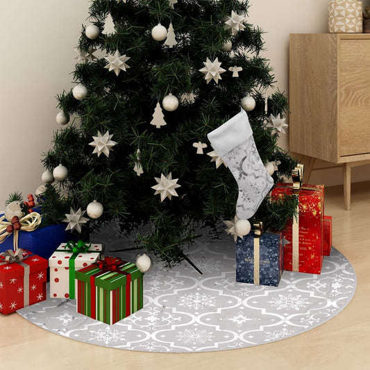 Luxusní podložka pod vánoční stromek s punčochou bílá 122 cm