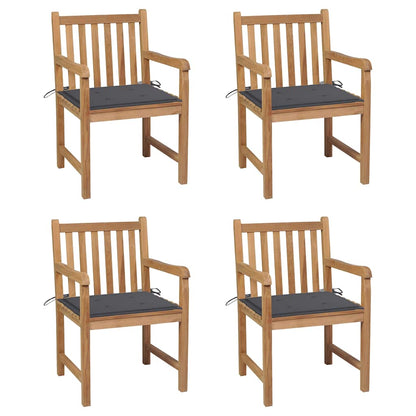 Zahradní Židle 4 Ks Antracitové Podušky Masivní Teak