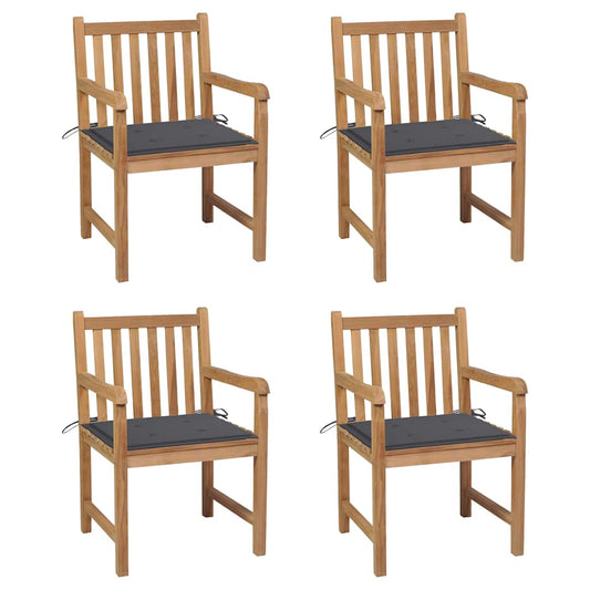 Zahradní Židle 4 Ks Antracitové Podušky Masivní Teak