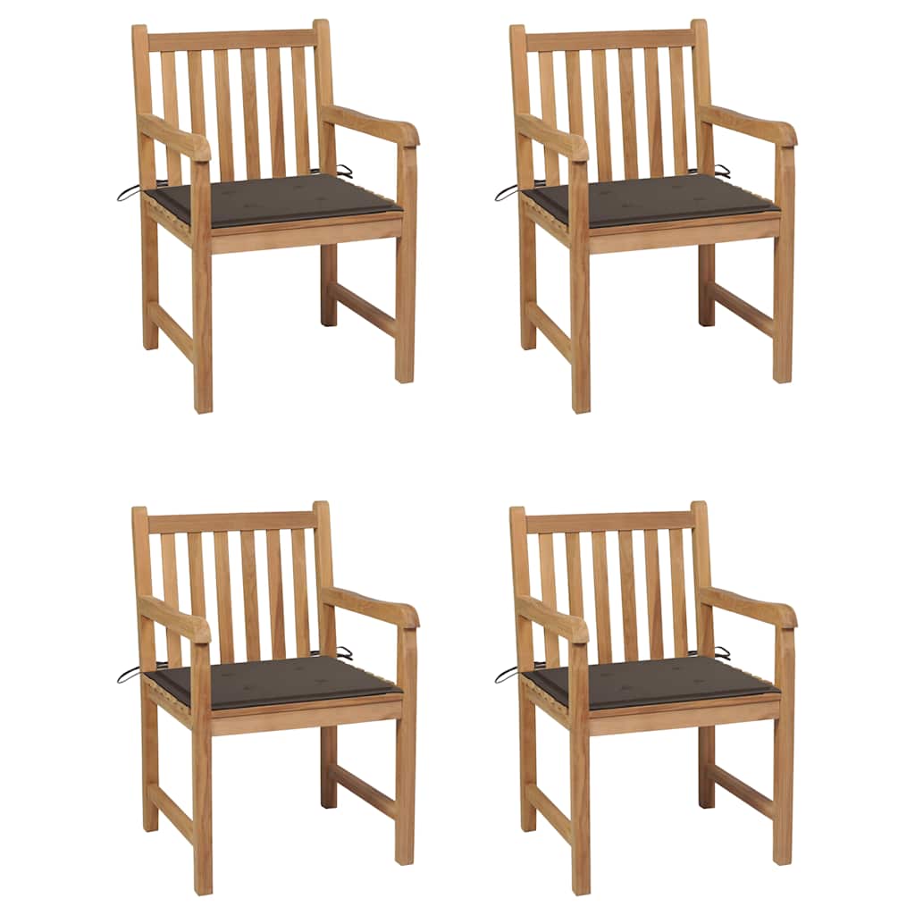 Zahradní Židle 4 Ks Taupe Podušky Masivní Teak