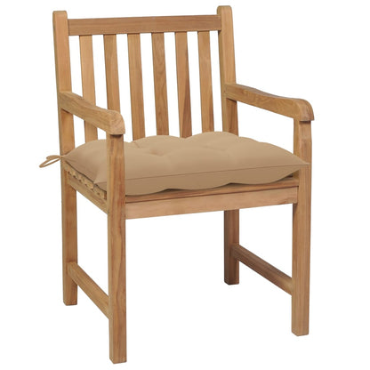 Zahradní Židle 4 Ks Béžové Podušky Masivní Teak