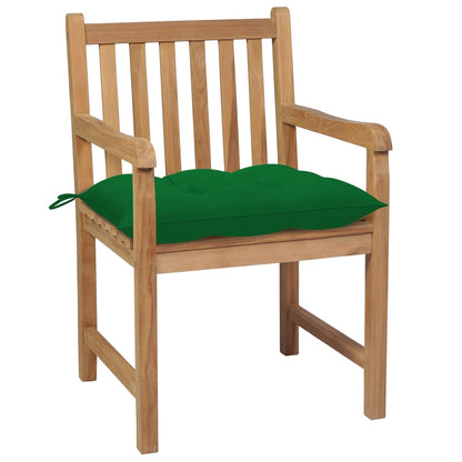Zahradní Židle 4 Ks Zelené Podušky Masivní Teak