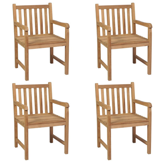 Zahradní Židle 4 Ks Černé Podušky Masivní Teak