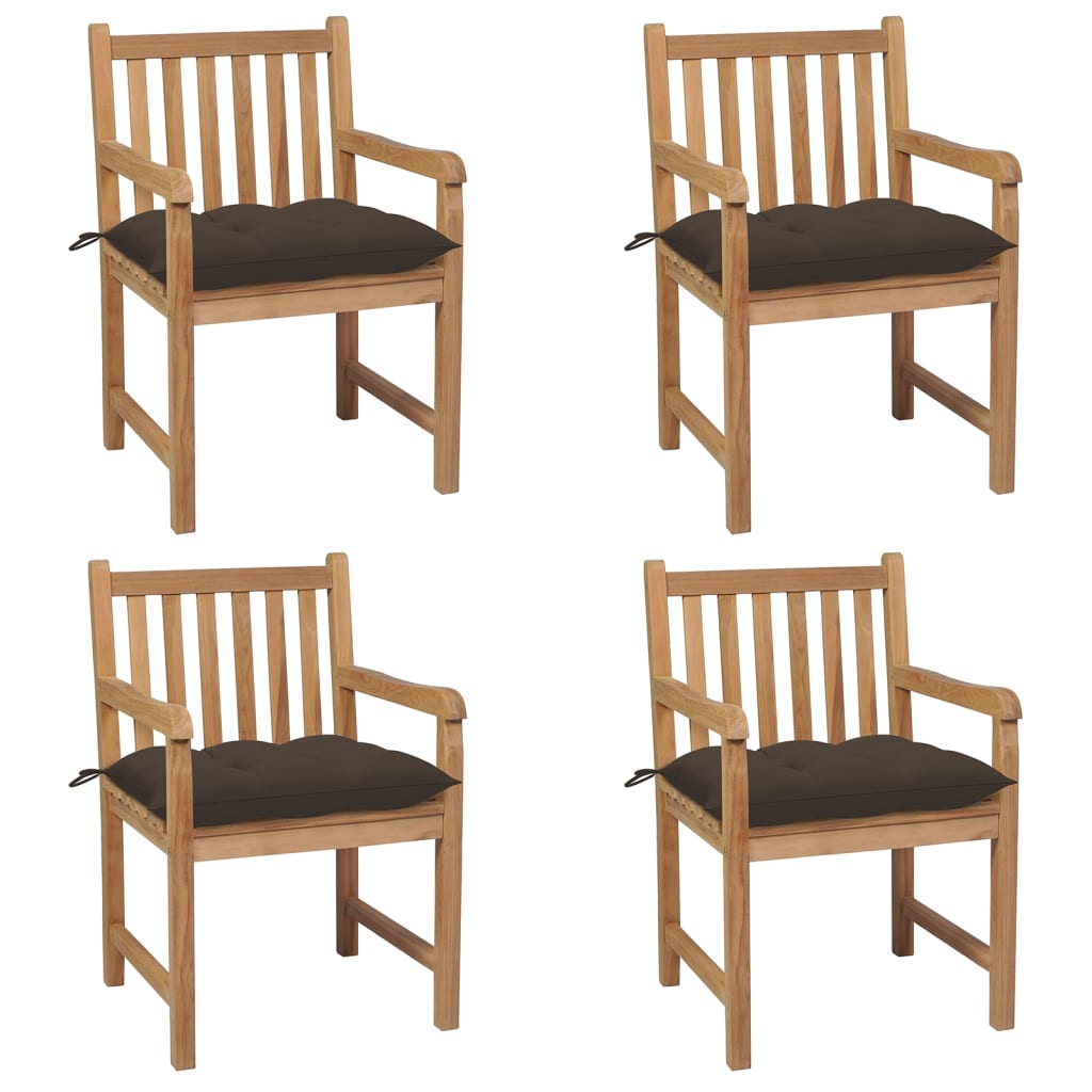 Zahradní Židle 4 Ks Taupe Podušky Masivní Teak