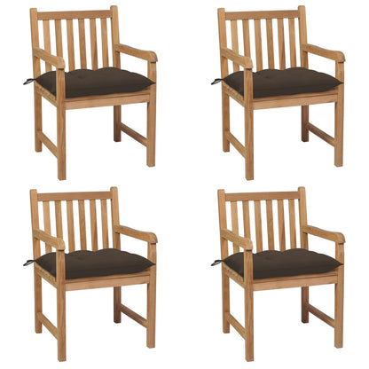 Zahradní Židle 4 Ks Taupe Podušky Masivní Teak