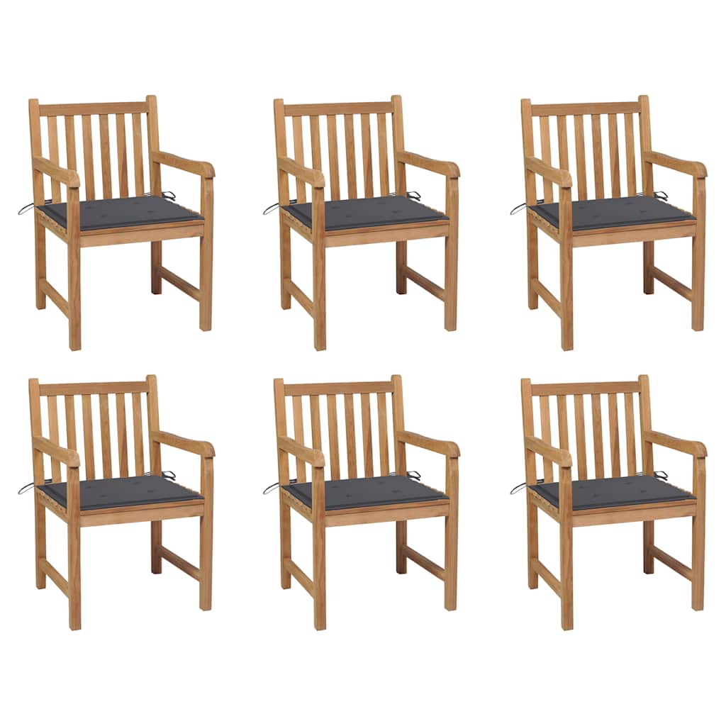 Zahradní Židle 6 Ks Antracitové Podušky Masivní Teak