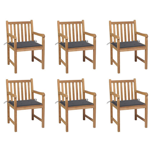 Zahradní Židle 6 Ks Antracitové Podušky Masivní Teak