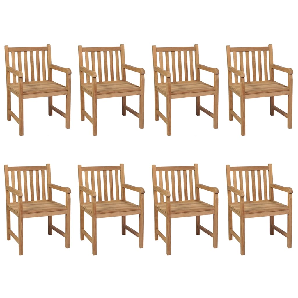 Zahradní Židle 8 Ks Se Zelenými Poduškami Masivní Teak