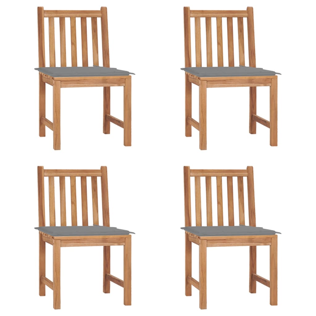 Zahradní Židle 4 Ks S Poduškami Masivní Teak