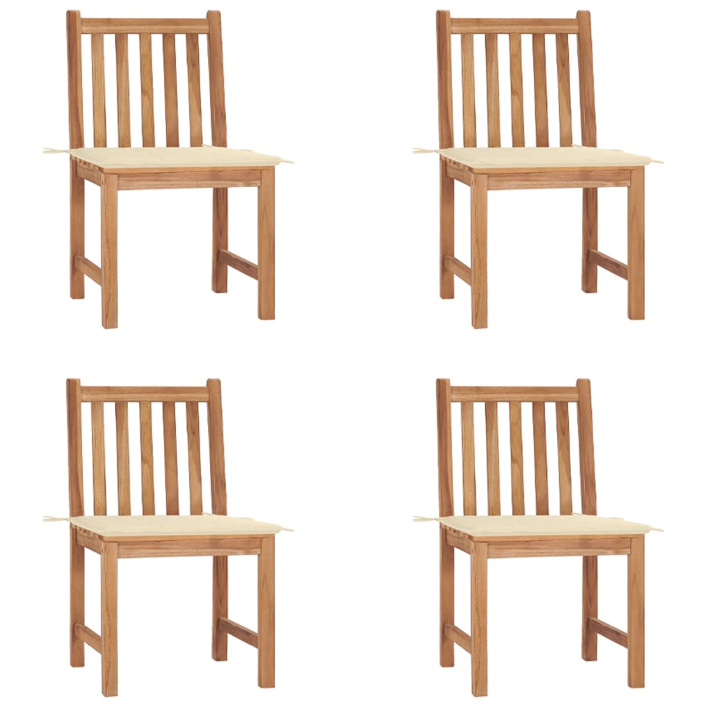 Zahradní Židle 4 Ks S Poduškami Masivní Teak