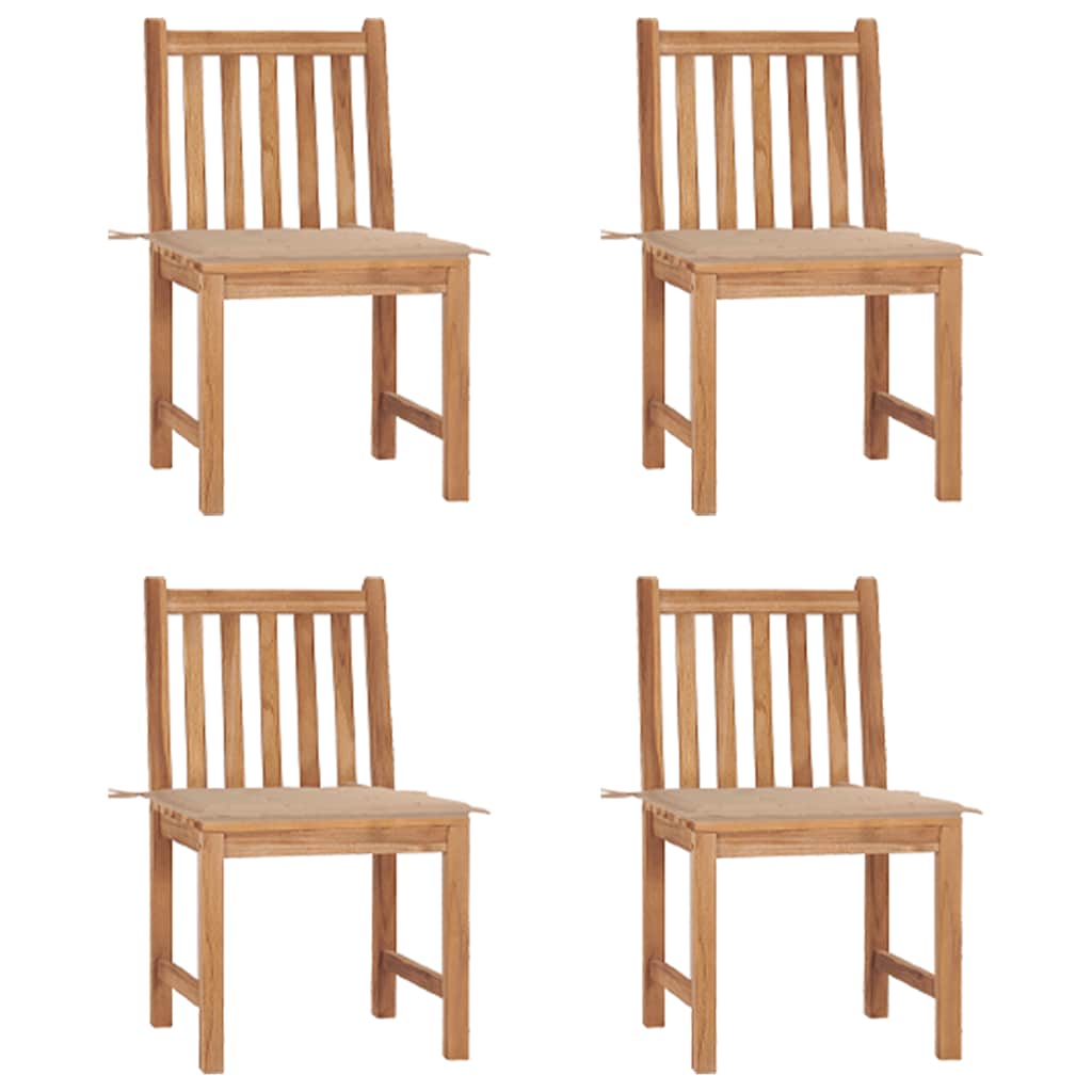 Zahradní Židle 4 Ks S Poduškami Masivní Teak