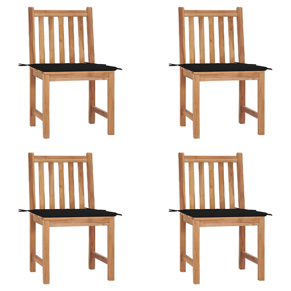 Zahradní Židle 4 Ks S Poduškami Masivní Teak