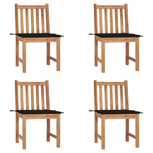 Zahradní Židle 4 Ks S Poduškami Masivní Teak