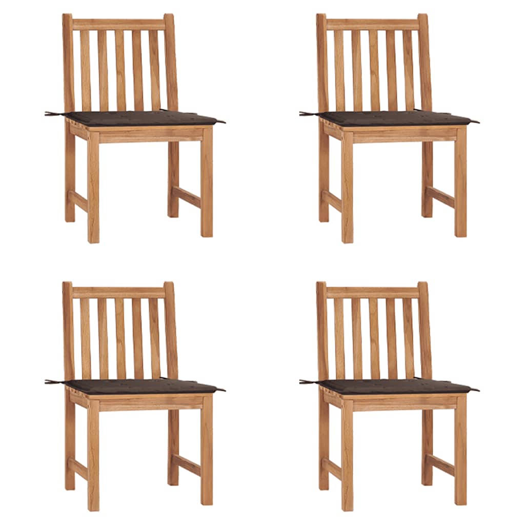 Zahradní Židle S Poduškami 4 Ks Masivní Teak